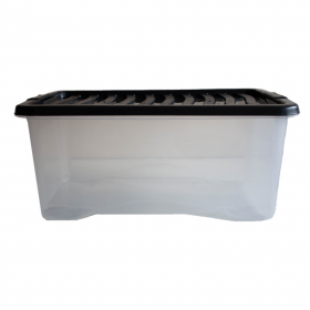40 litre Storage Box Clear with black Lid