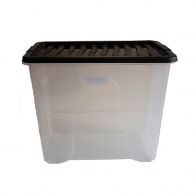 80 litre Storage Box Clear with black Lid