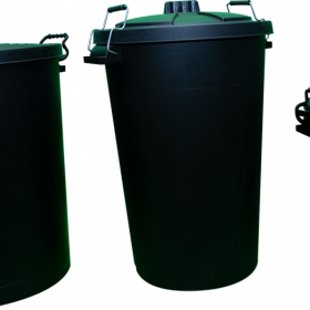 85 litre Black Plastic Dustbin with Lid