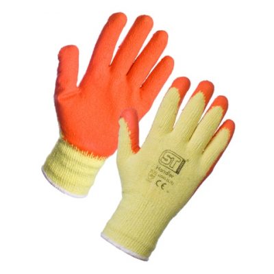 Orange Latex Palm Coating Ribbed Knit Wrist Gloves S/M/L/XL